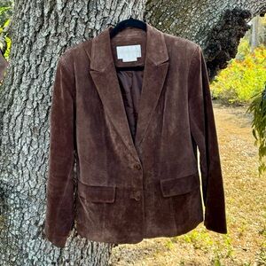 Vtg.Margaret Godfrey Chocolate Brown Suede jacket with 2 front pockets.Size 8